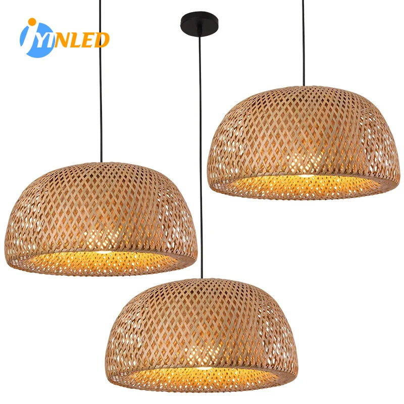 Wicker Pendant Shade - 손으로 짠 대나무 전등갓 조명기구, 매달린