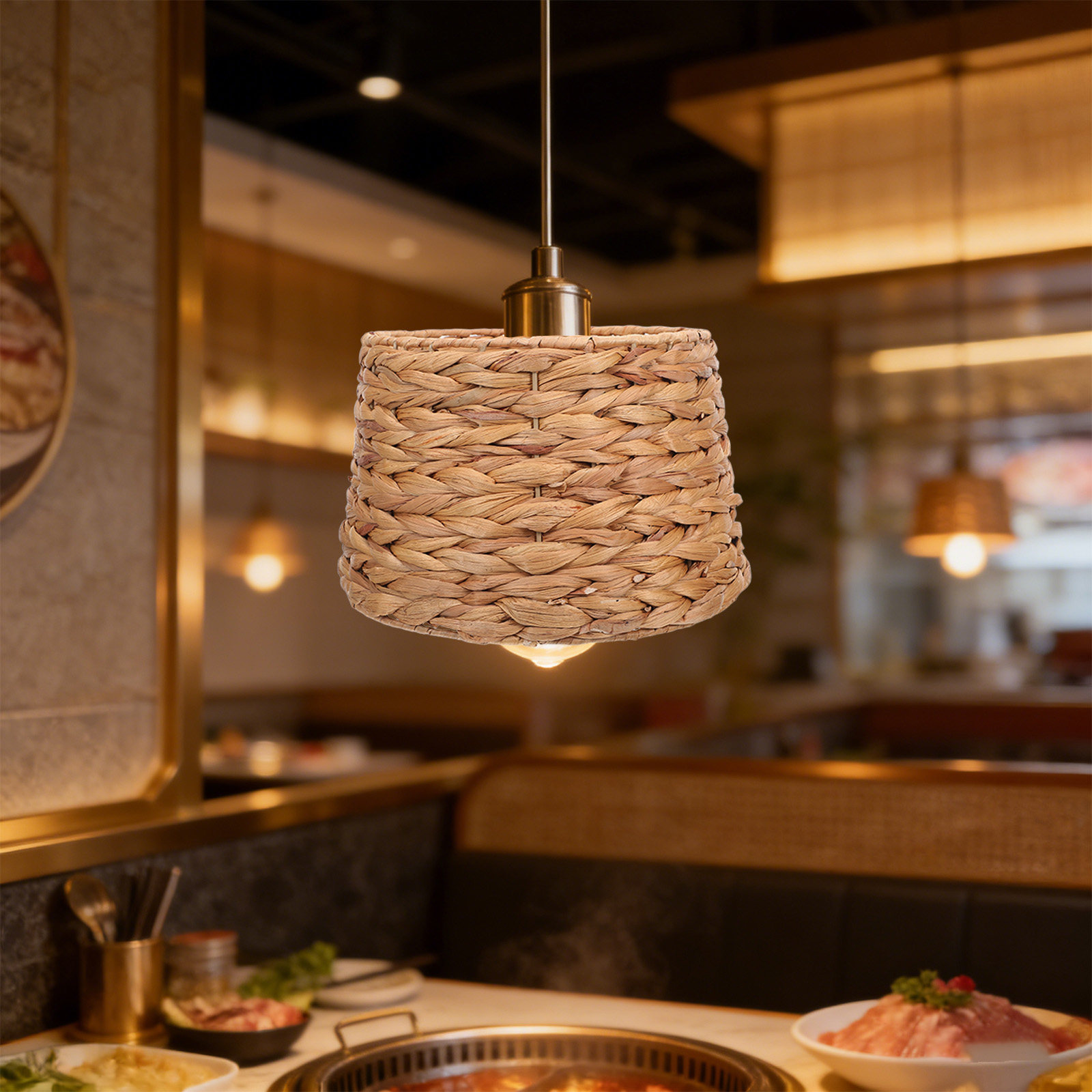 Wicker Pendant Shade - 해초 드럼 램프쉐이드 42mm 구멍 직경