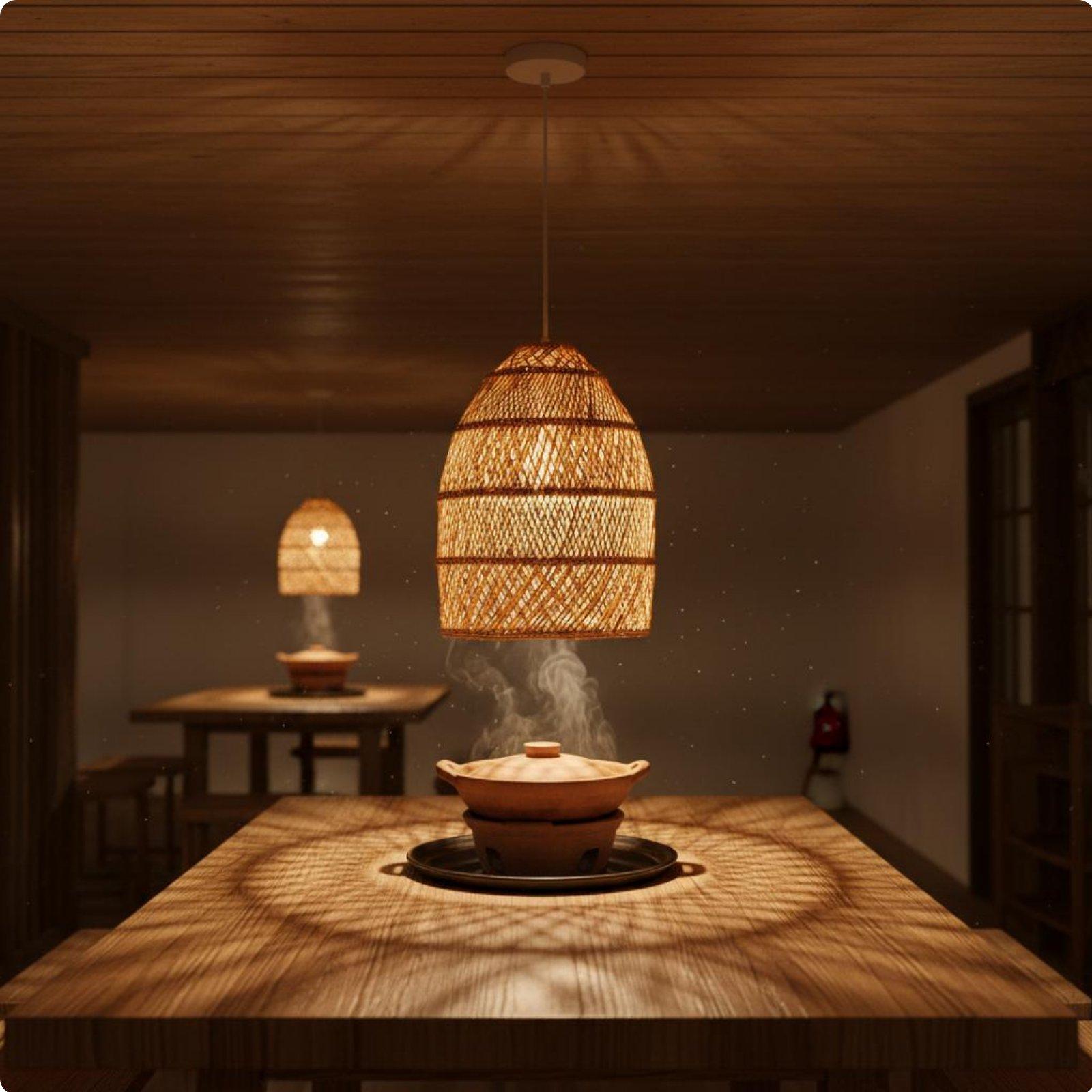 Wicker Pendant Shade - 창의적인 소박한 스타일의 직조 램프 갓,