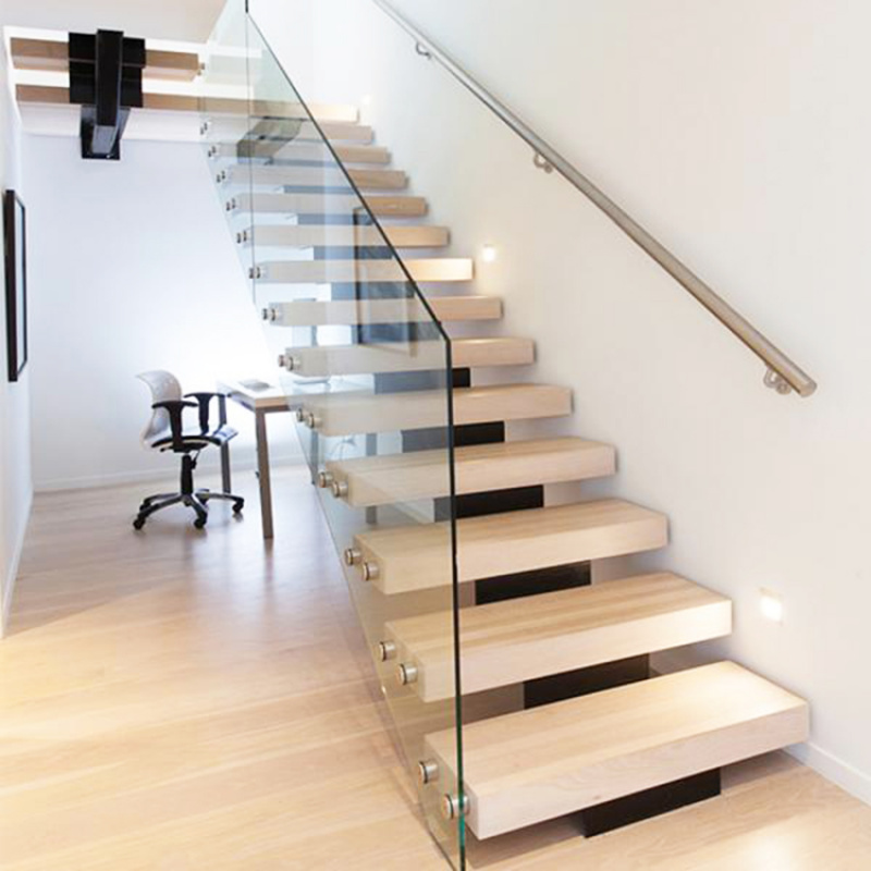 맞춤형 모던 디자인 인테리어 직선형 목재 플로팅 계단  - Interior Designer 리뷰 및 가격