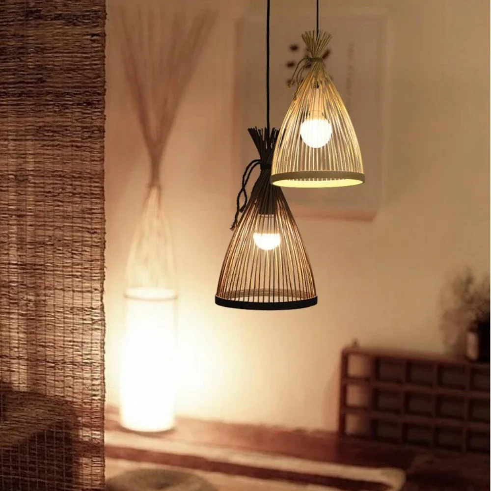 일본 천연 대나무 등나무 LED 샹들리에, E27 조명 - Wicker Pendant Shade 리뷰 및 가격