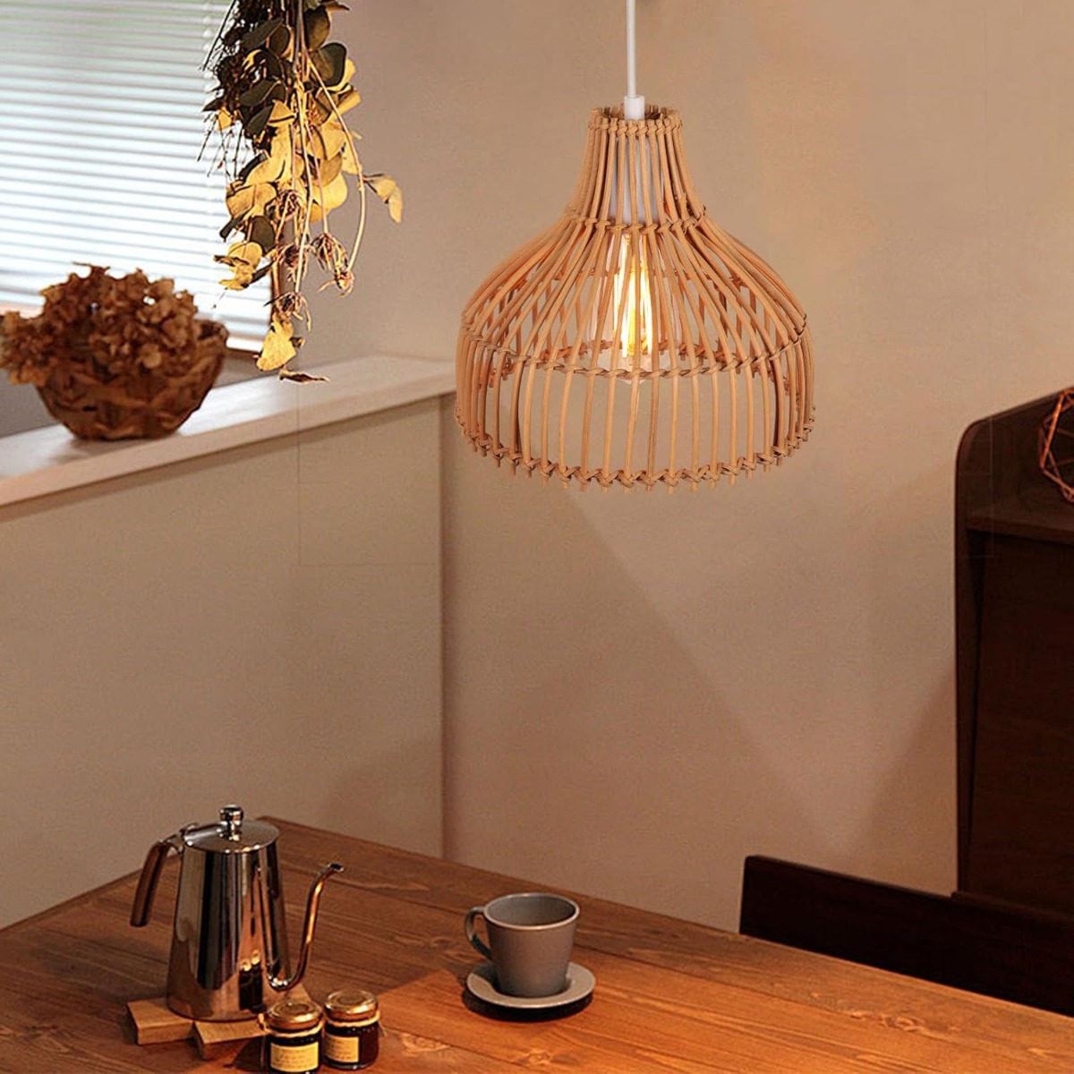라탄 짜임 펜던트 램프 보헤미안 스타일 대나무 라탄 램 - Wicker Pendant Shade 리뷰 및 가격
