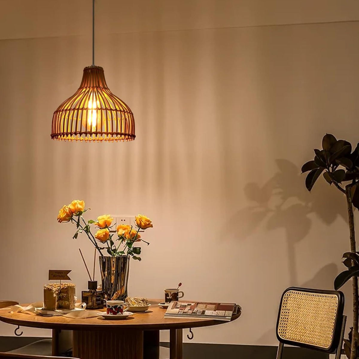 라탄 짜임 펜던트 램프 보헤미안 스타일 대나무 라탄 램 - Wicker Pendant Shade 리뷰 및 가격