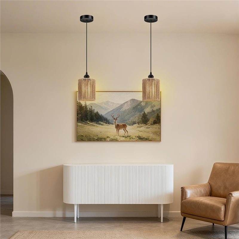 ABKL-손으로 짠 위커 쉐이드 종이 로프 펜던트 조명 - Wicker Pendant Shade 리뷰 및 가격
