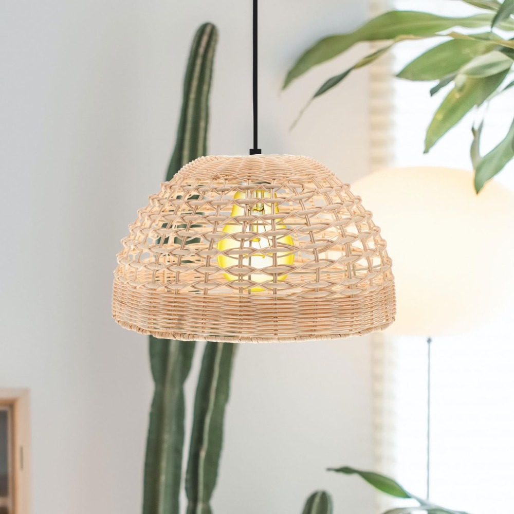 라탄 펜던트 램프 짜임새 있는 케이지형 행잉 램프쉐이드 - Wicker Pendant Shade 리뷰 및 가격