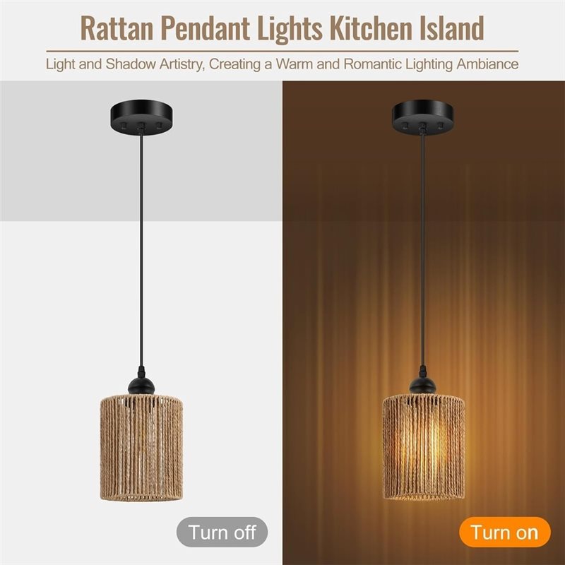 T19C 2팩 손으로 짠 위커 쉐이드 E26 및 E27 - Wicker Pendant Shade 리뷰 및 가격