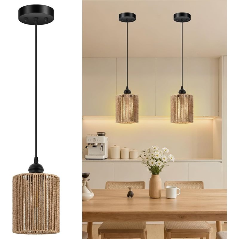 T19C 2팩 손으로 짠 위커 쉐이드 E26 및 E27 - Wicker Pendant Shade 리뷰 및 가격